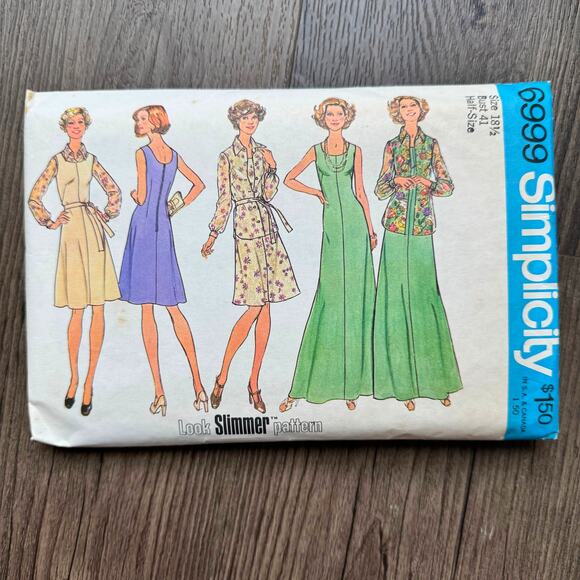Vintage 1970s Simplicity 6999 Sewing Pattern Sz XL Dress Jumper Shacket COMPLETE - Picture 1 of 2